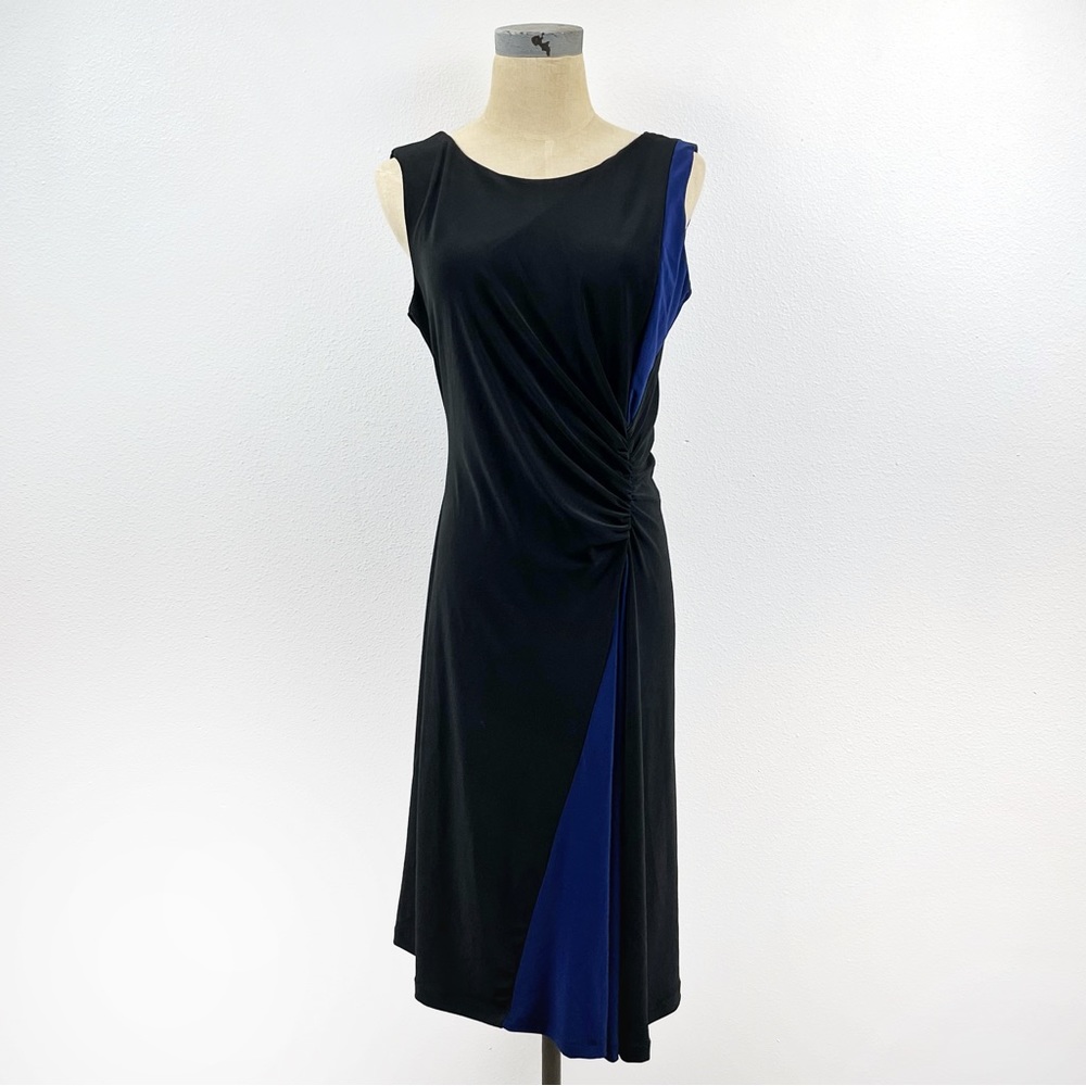 Travel By Tribal Sleeveless Black and Blue Stretch Dress Size Medium